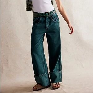 Free People Cuff Jeans Green Size 29